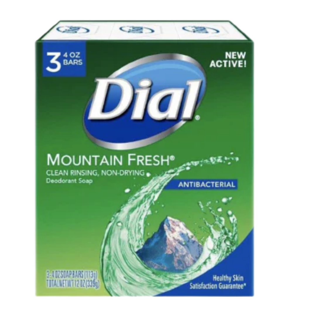 Dial Antibacterial Bar Soap, Mountain Fresh, 4 Ounce, 3 Bars
