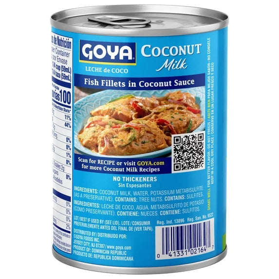 Leche de Coco GOYA sin Endulzar para Cocinar y Hornear| 13.5 fl oz