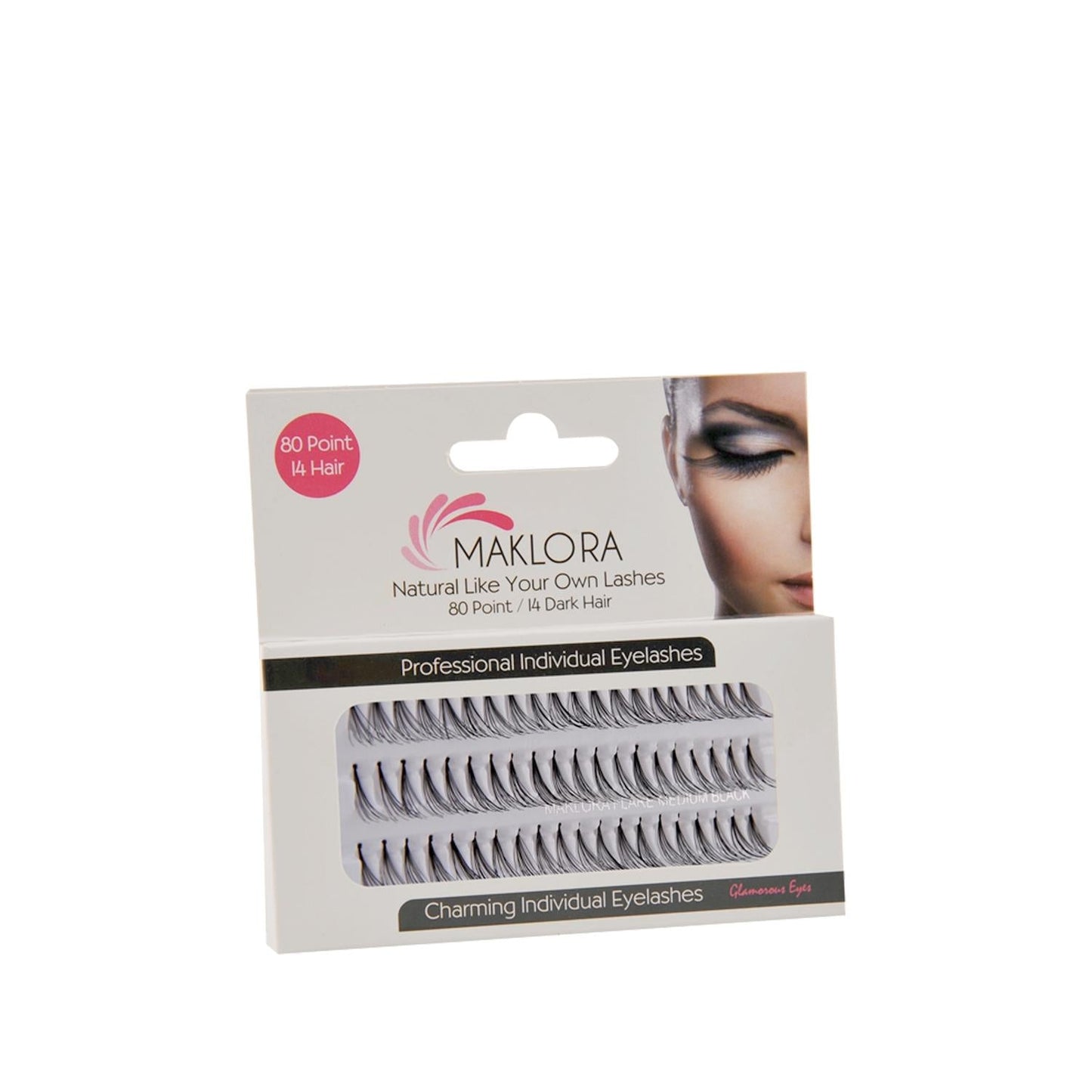 Maklora Natural 80-Piece Individual Lashes Medium - Individual False Lashes for Enhanced Eye Makeup