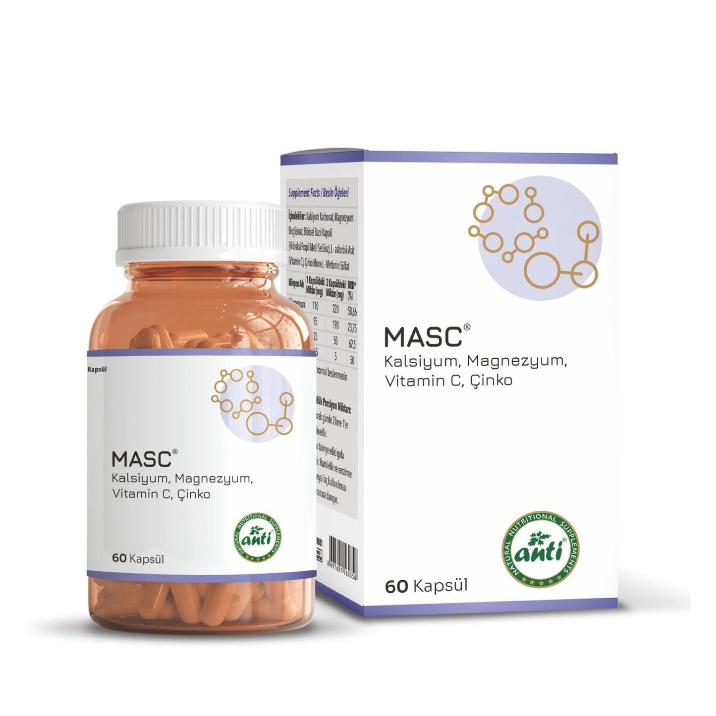 Anti Masc Herbal Dietary Supplement 60 Capsules