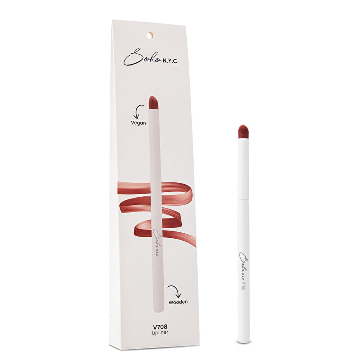 Soho N.Y.C. Angled Vegan Lip Brush: Precise Lipstick & Lip Color Application, Cruelty-Free Makeup Applicator