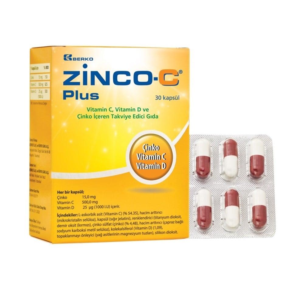 Zinco-C Plus Vitamin C, D, and Zinc Dietary Supplement Capsules for Immune Support - 30 Capsules