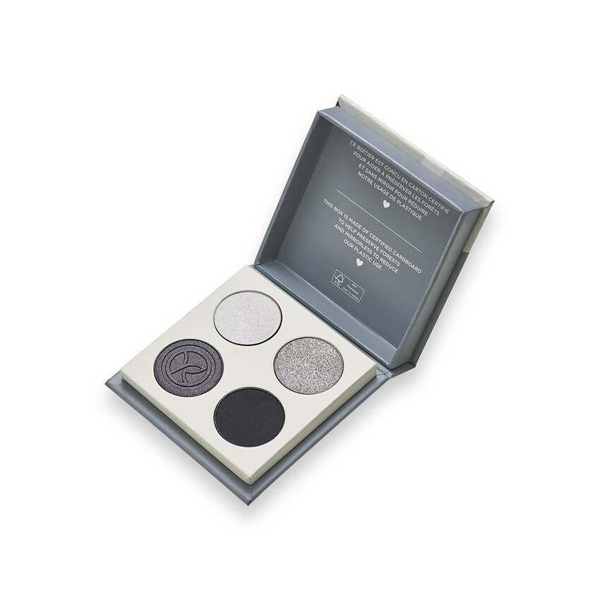 Granit Black Eyeshadow Palette - 4 Highly Pigmented Shades for Sensitive Eyes, Vegan Cosmetics