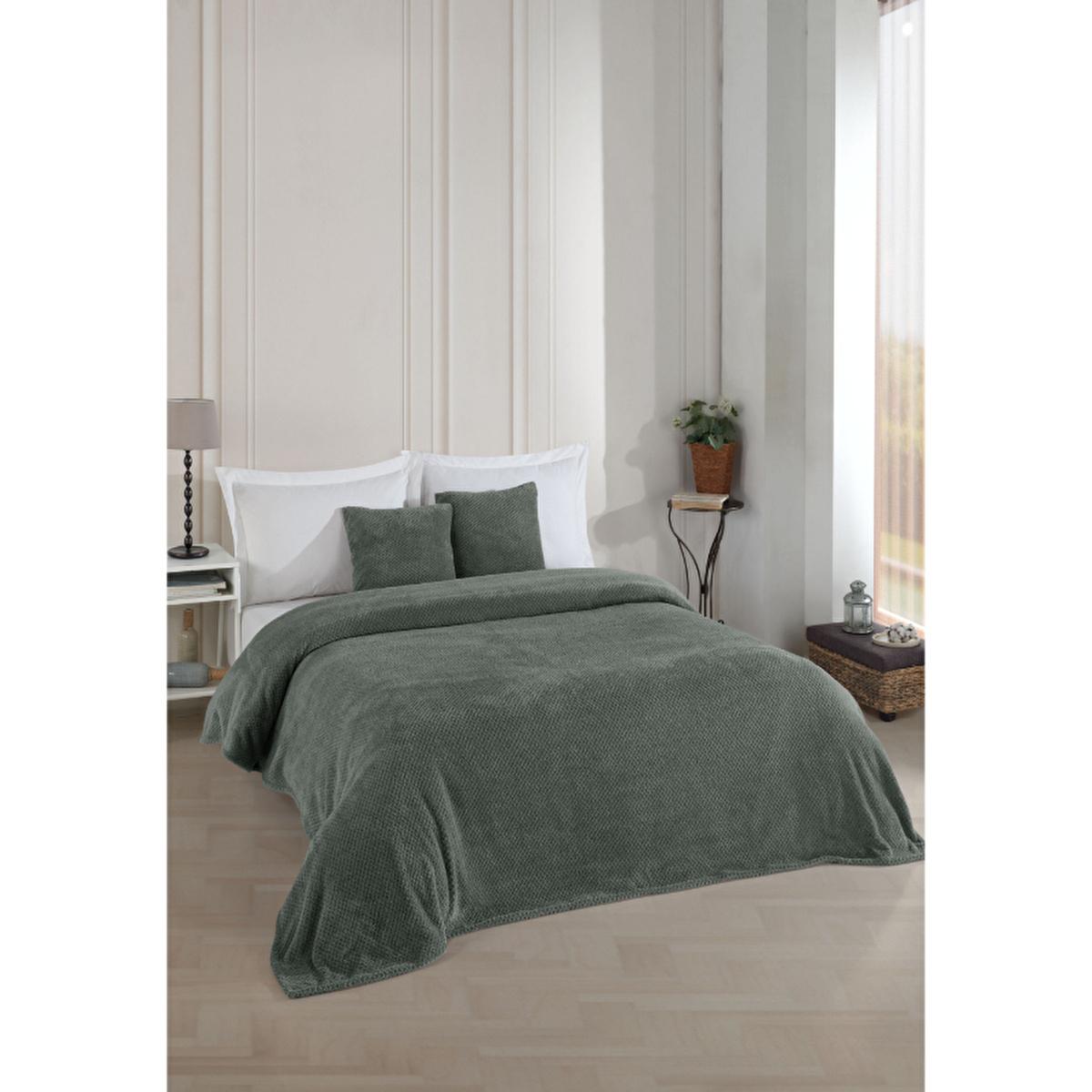 Wondel Anthracite Double Bedspread & Throw Blanket - 100% Polycotton, Soft & Cozy Bedding, 78.74 x 90.55 inches