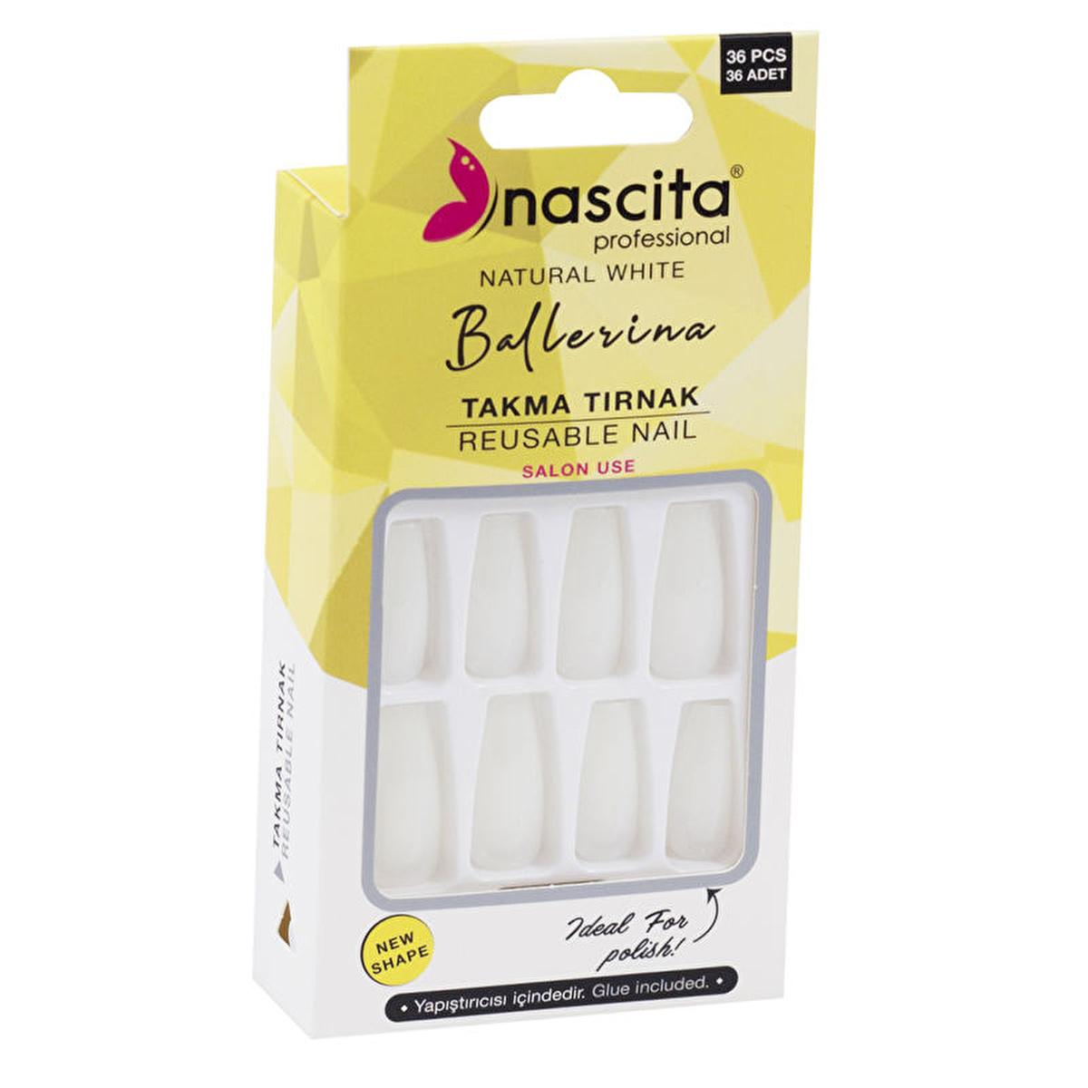 Nascita 36-Piece Ballerina Artificial Nails - Reusable Temporary Nail Solution Kit