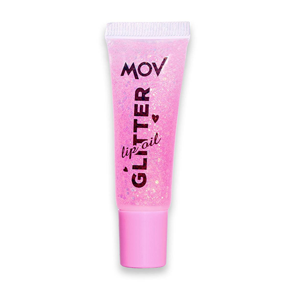 Mov Glitter Lip Oil - Moisturizing & Shiny Lip Care for Dry Lips - No:02 Pembe