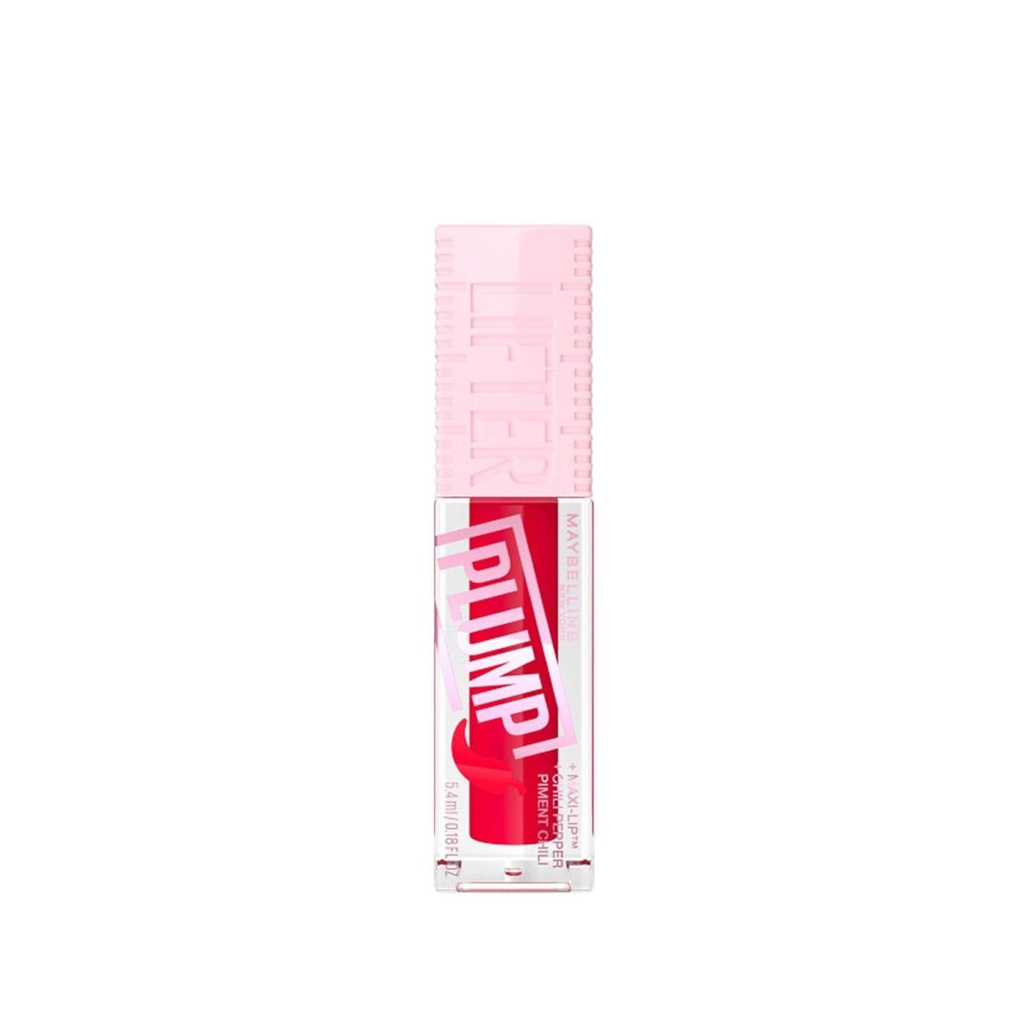 Maybelline New York Lifter Plump Lip Gloss - Red Flag Shade, Plumping Lip Care with Moisturizing Effect