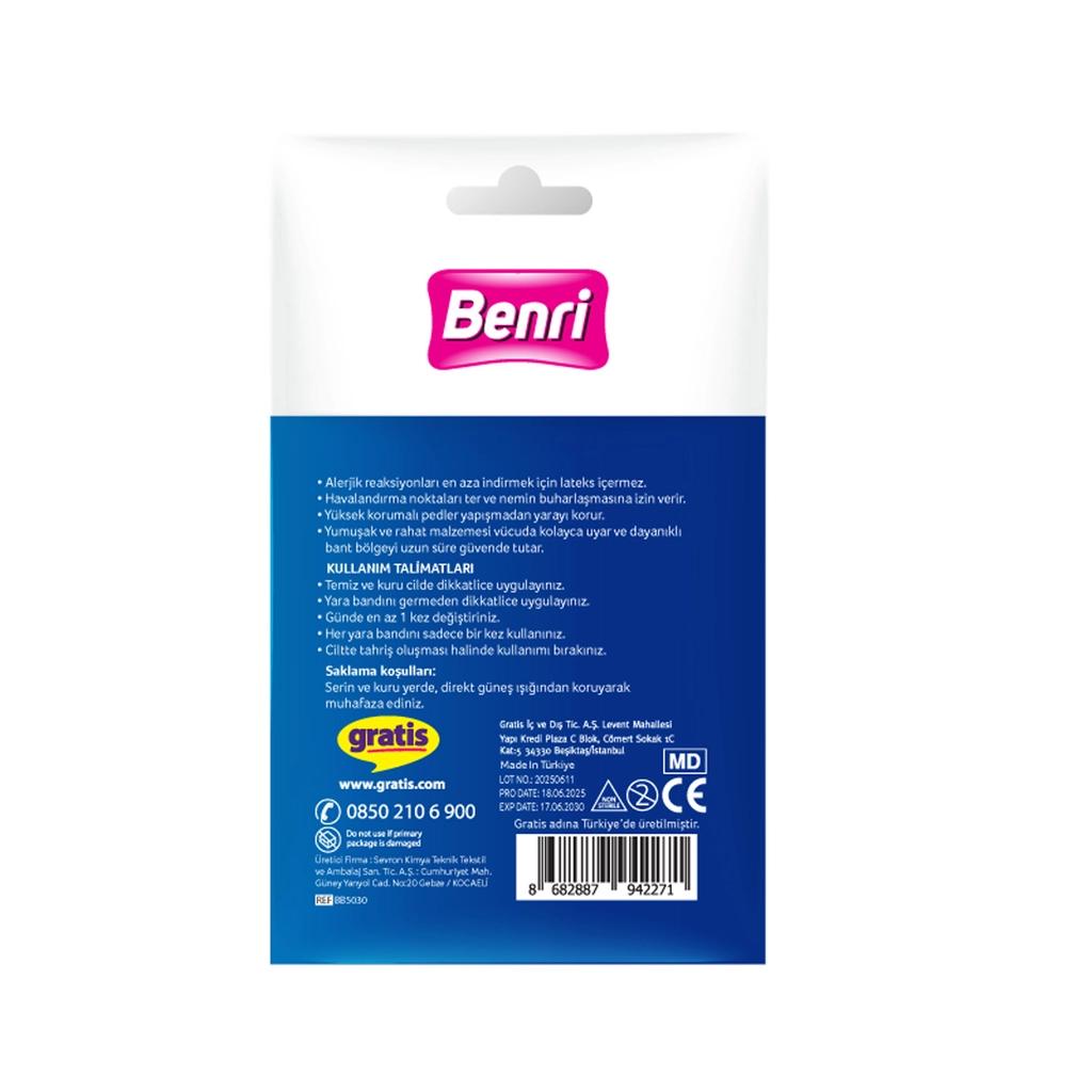 Benri Sensitive Adhesive Bandages for Gentle Protection 15-Pack