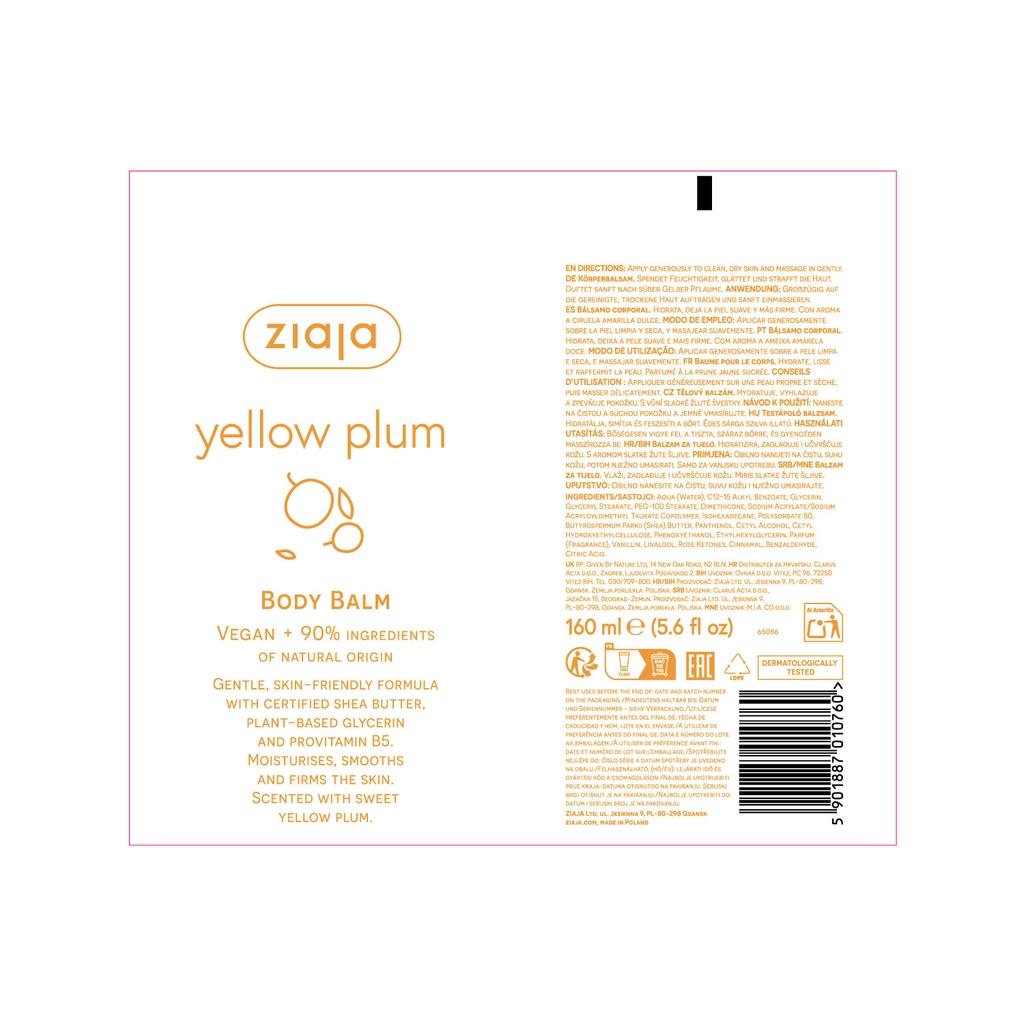 Ziaja Yellow Plum Body Cream for Soft Skin 160 ml