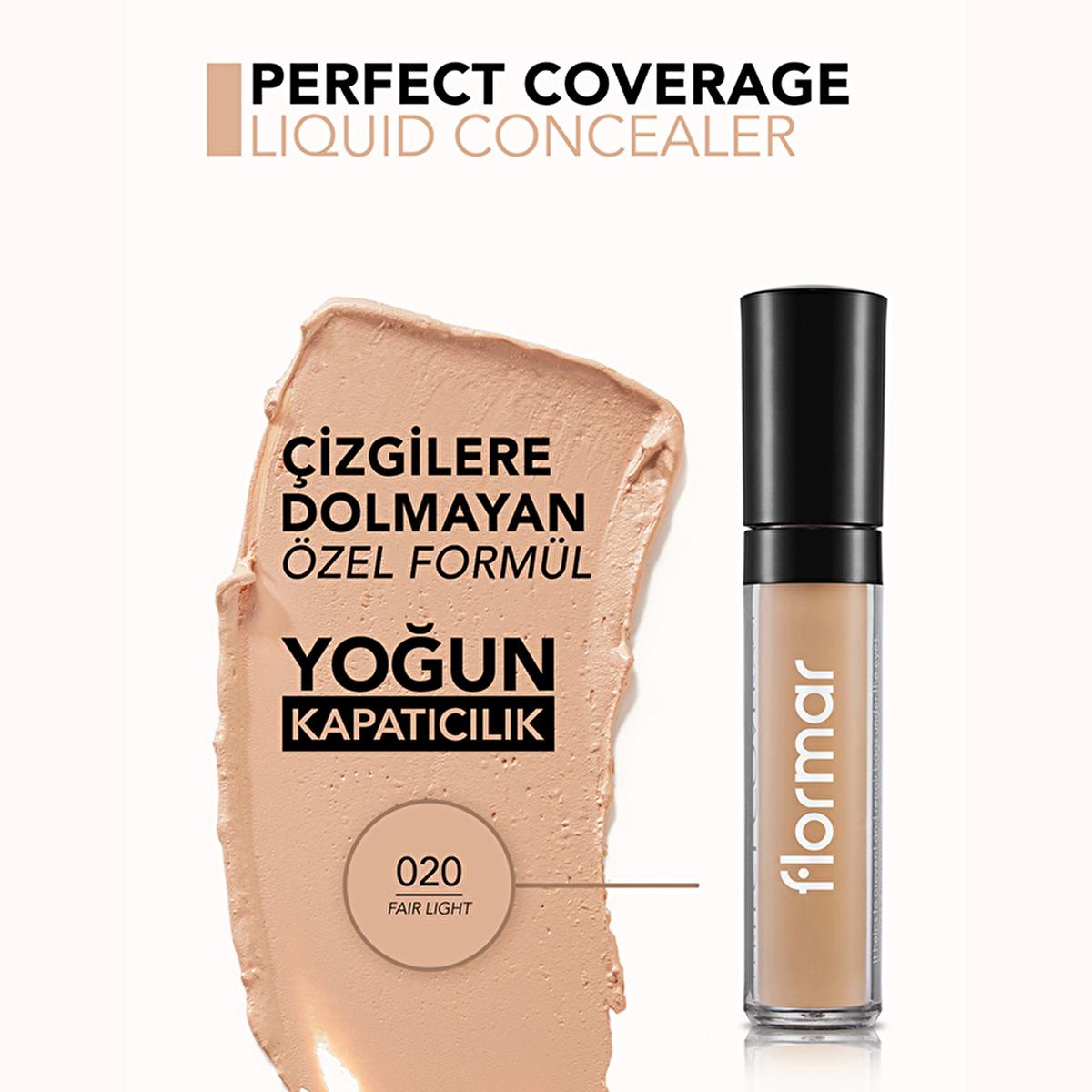 Flormar Perfect Coverage Liquid Concealer - Natural Finish, Lightweight, Skincare Benefits