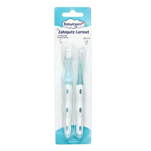 Babydream Baby Toothbrush Training Set 2 Piece - Soft & Ergonomic Design for Infants & Toddlers, Natural & Vegan Oral Care