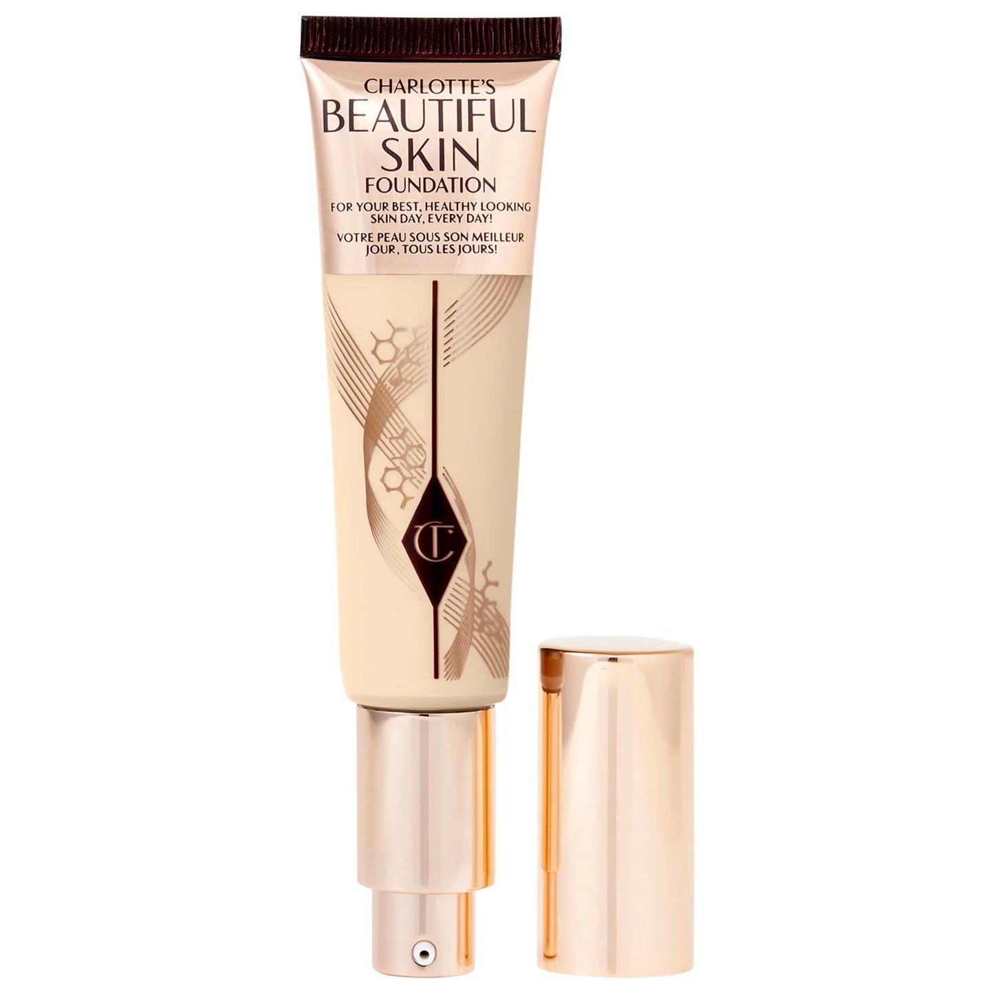Charlotte Tilbury Beautiful Skin Medium Coverage Liquid Foundation with Hyaluronic Acid - 16 Hour Wear, Vegan & Cruelty-Free