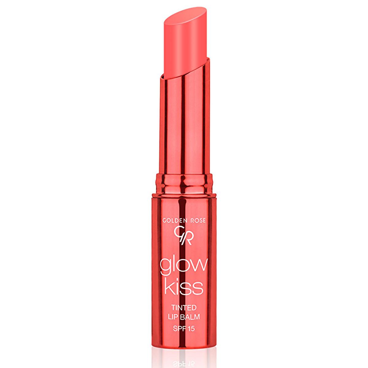 Golden Rose Glow Kiss Peach Shake Tinted Lip Balm: Shea Butter, Hyaluronic Acid & SPF 15 - Vegan Moisturizing Natural Lip Tint