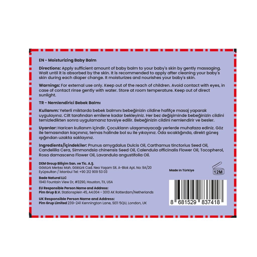 Bade Natural Nourishing & Soothing 100% Natural Baby Balm 50 ml