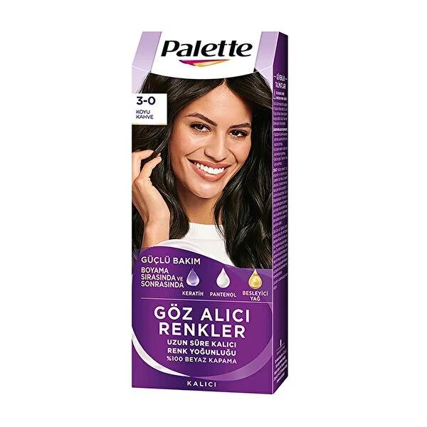 Palette Hair Dye: Intense Dark Brown 3-0, Long Lasting Color, Keratin Complex, Deep Conditioning & High Shine - At-Home Hair Color