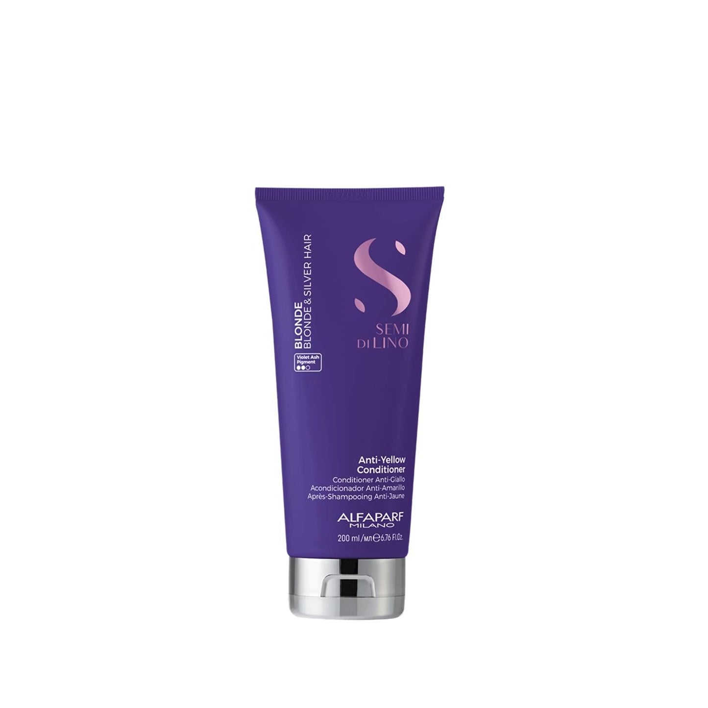 Alfaparf Semi Di Lino Blonde Anti Yellow Hair Cream - 200ml, Neutralizes Brassy Tones, Blonde Hair Care