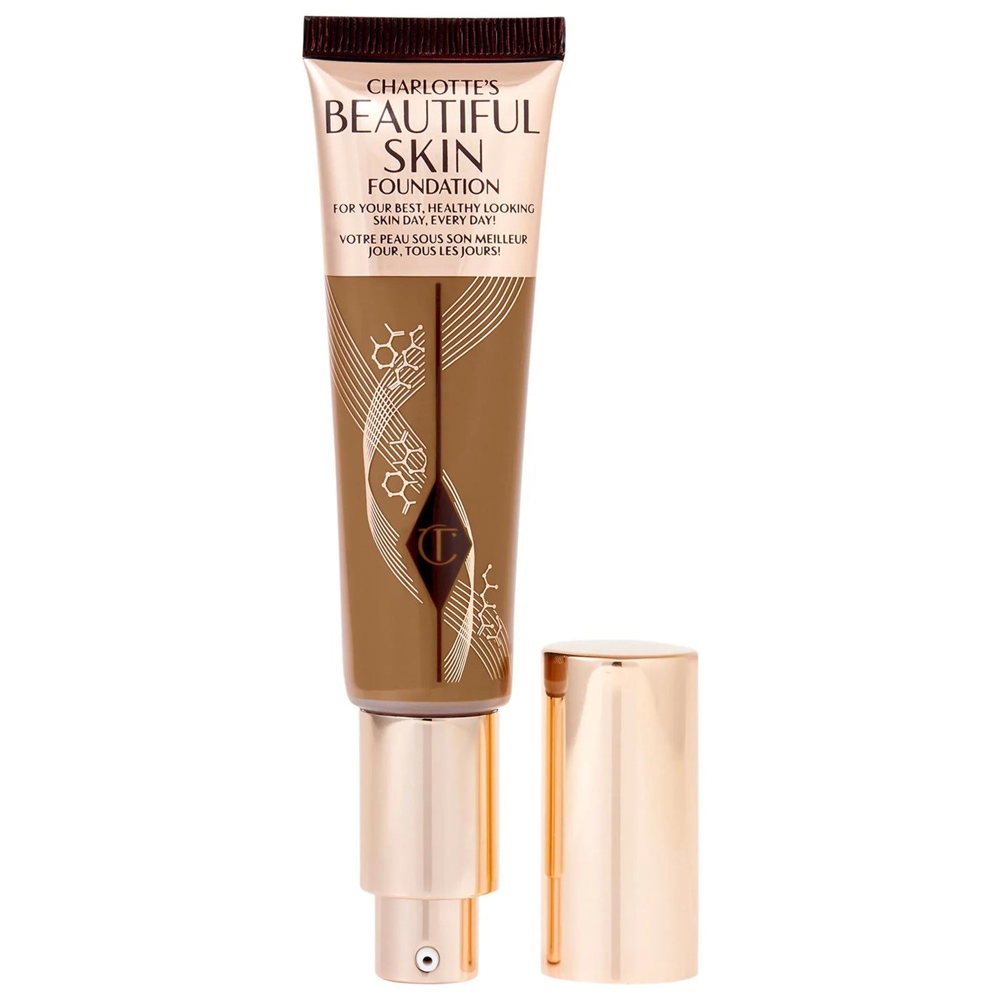 Charlotte Tilbury Beautiful Skin Medium Coverage Liquid Foundation with Hyaluronic Acid - 16 Hour Wear, Natural Glow, Vegan & Cruelty-Free