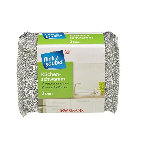 Flink & Sauber Effective Kitchen Sponge - Gentle Cleaning, Durable Polyurethane & Polyester Cover