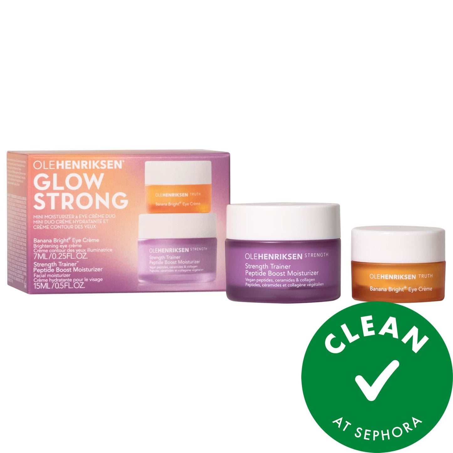 Glow Strong Skincare Duo Mini Moisturizer + Eye Cream Set - Vegan, Cruelty-Free Anti-Aging Skincare Routine