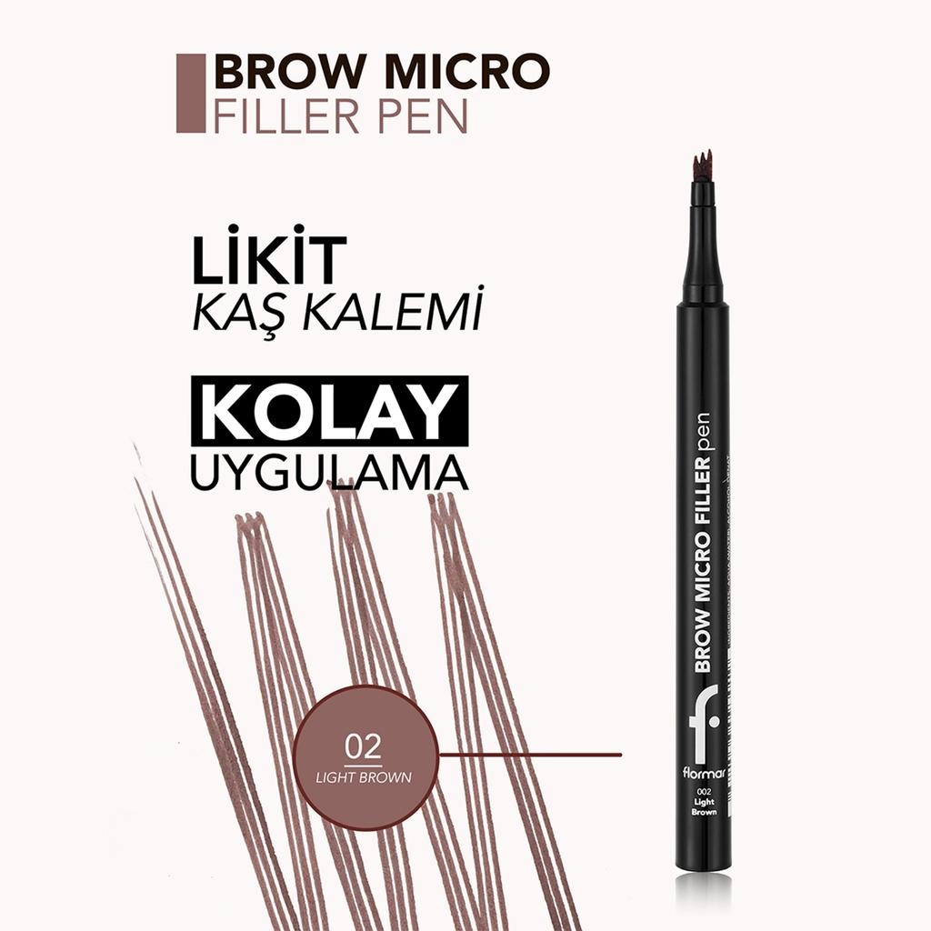Flormar Brow Micro Filler Comb Tip Eyebrow Pencil 02 Light Brown