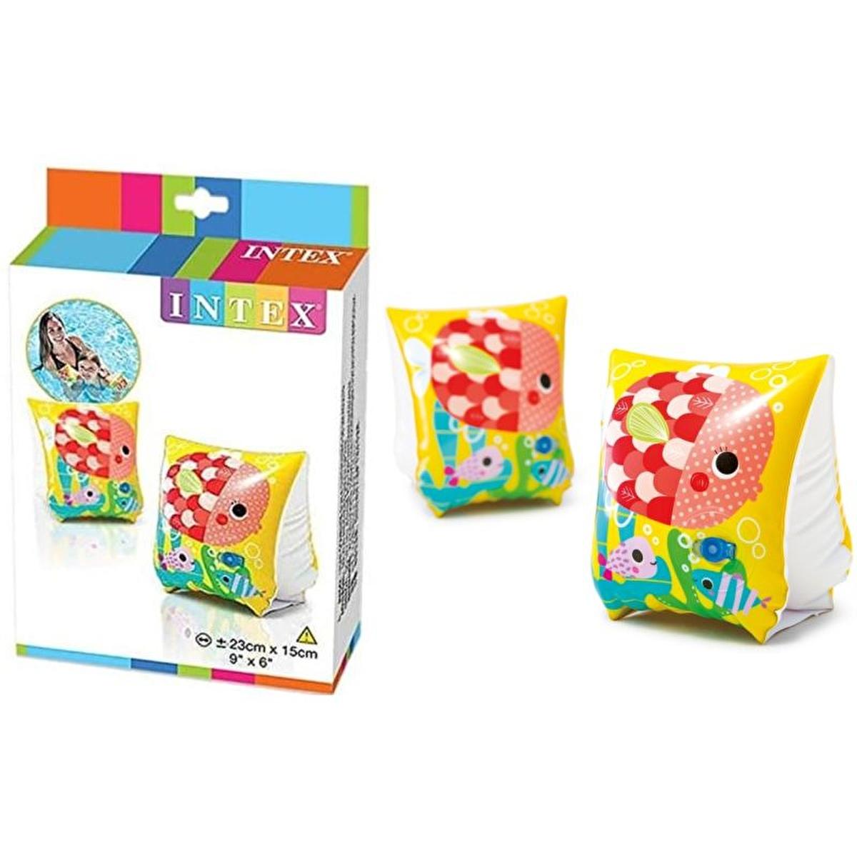 Intex Fish Print Inflatable Arm Floats - Kids Swim Aids for Children, Toddlers - Safe & Fun Swim Training Equipment