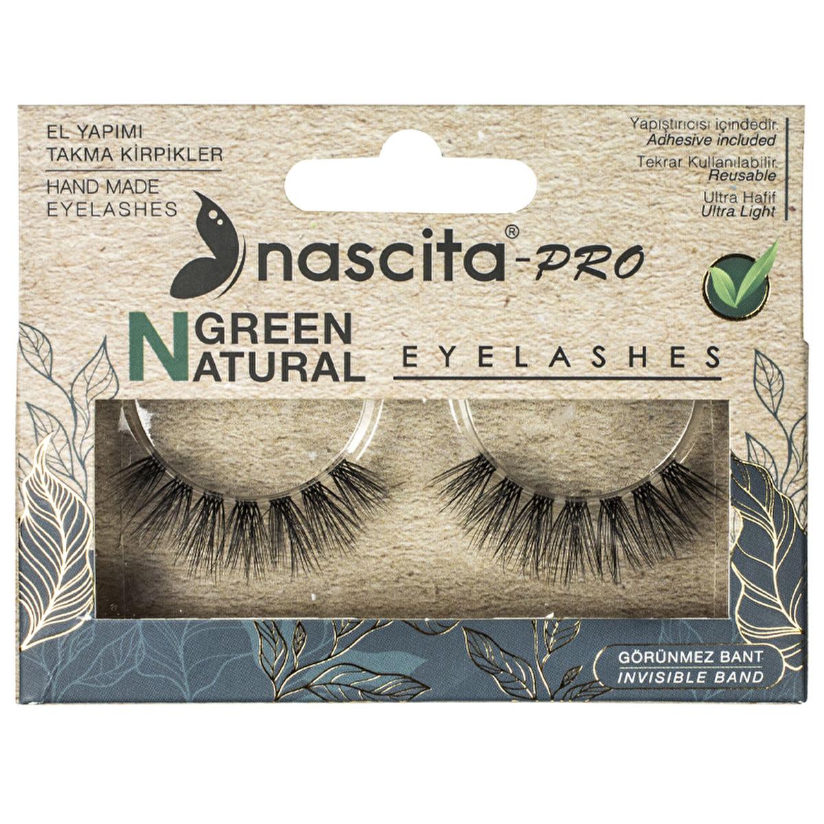 Nascita Vegan False Eyelashes Natural Green 3D - Handmade for All Eye Types