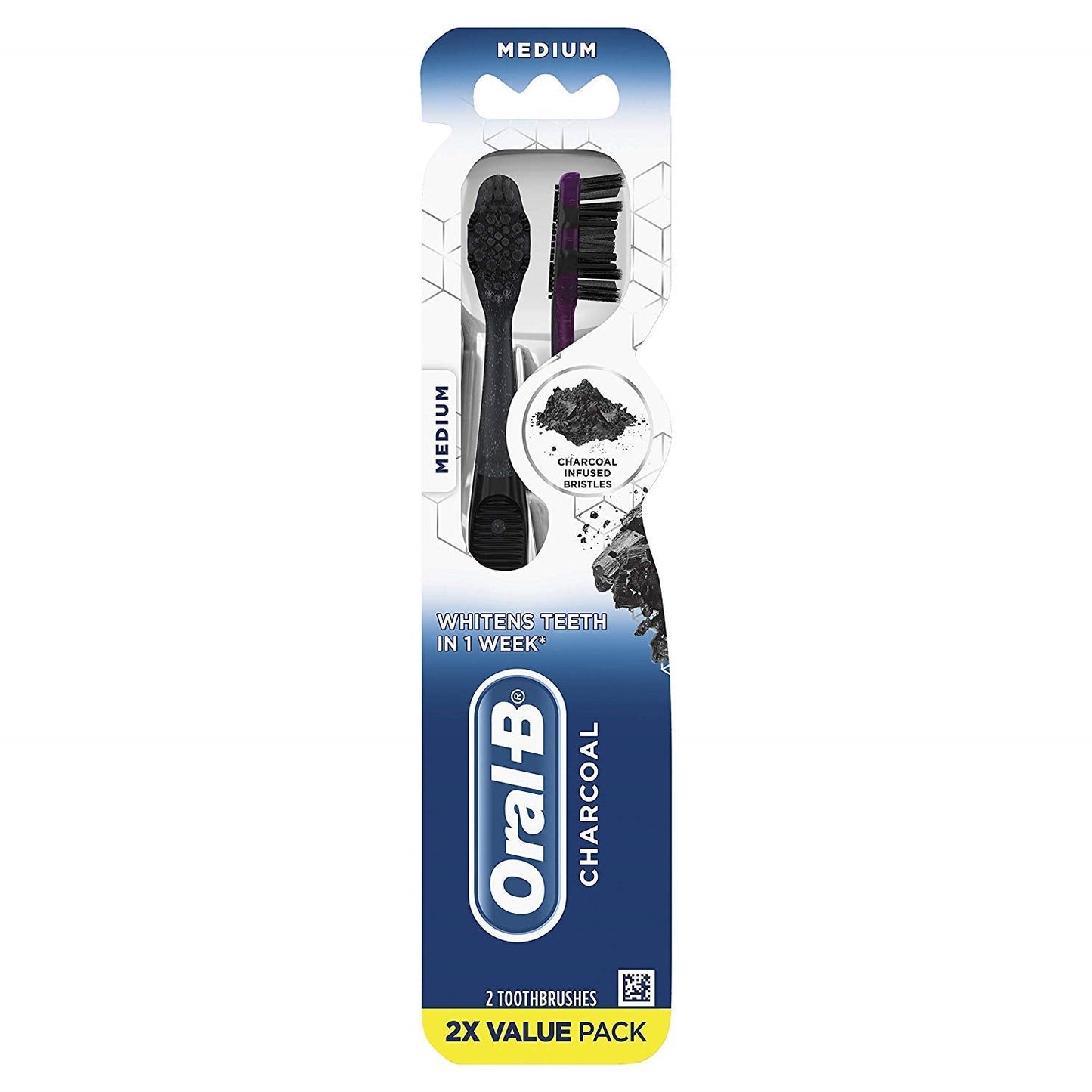 Oral-B Advanced Whitening Charcoal Medium Toothbrushes Value Pack 2 Each
