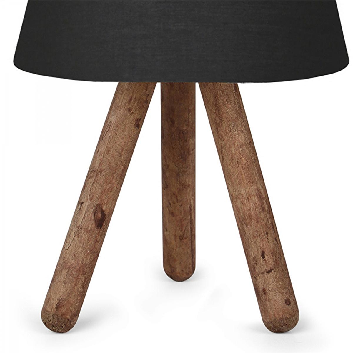 Homing Tasarım - Wooden Table Lamp with Fabric Shade, Energy-Efficient E27 Socket, Modern Home Decor