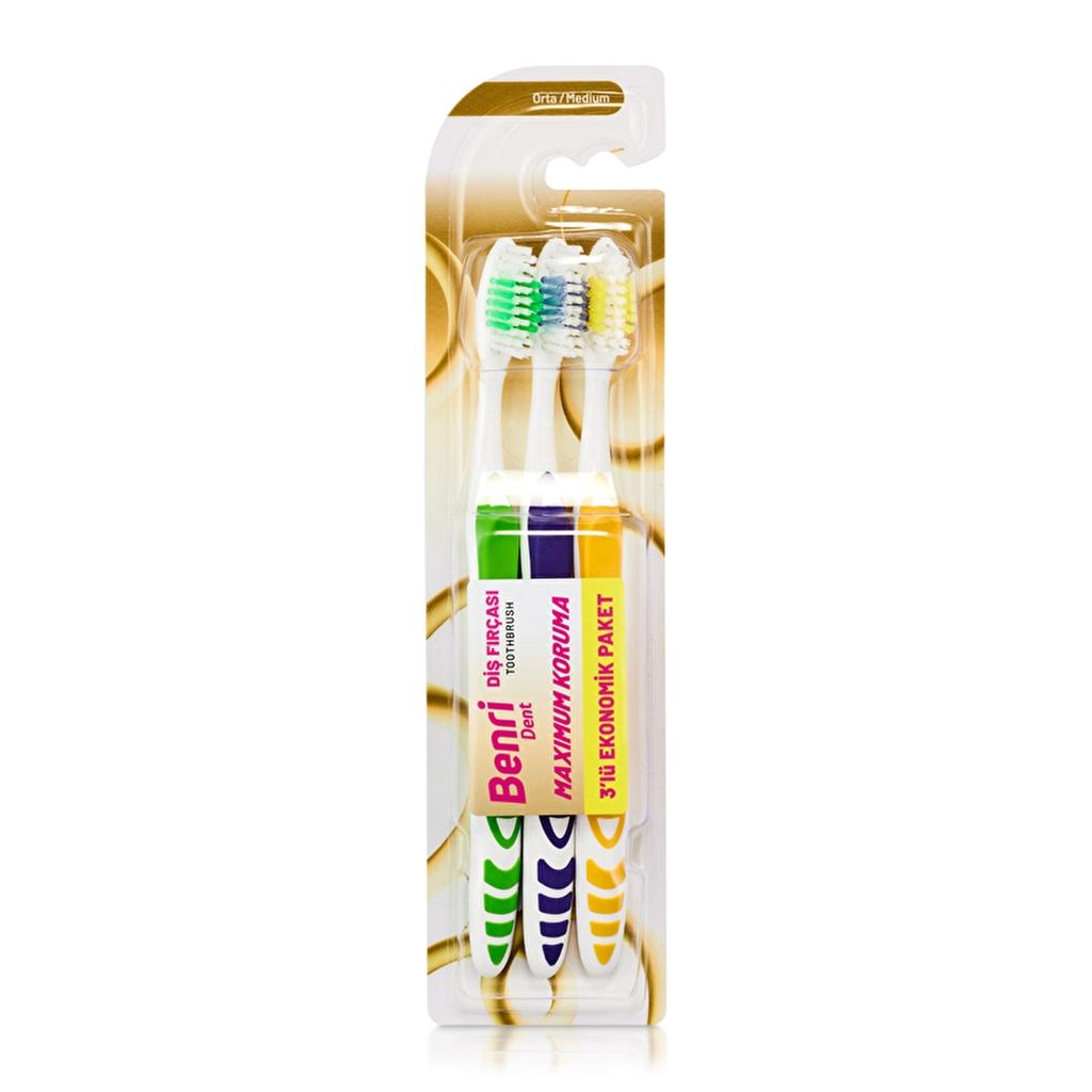 Benri Dent Toothbrush Family Pack Medium Bristles 3-Pack