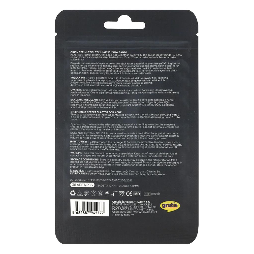 Orien Men's Cooling Spot Patches for Blemish-Prone Skin 36 Count