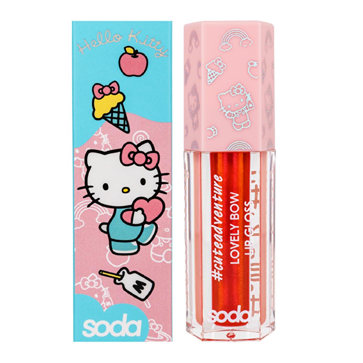 Soda Hello Kitty Lip Gloss - Non-Sticky, Compact, Shiny Finish for Matte Lipsticks - Kawaii Cosmetics