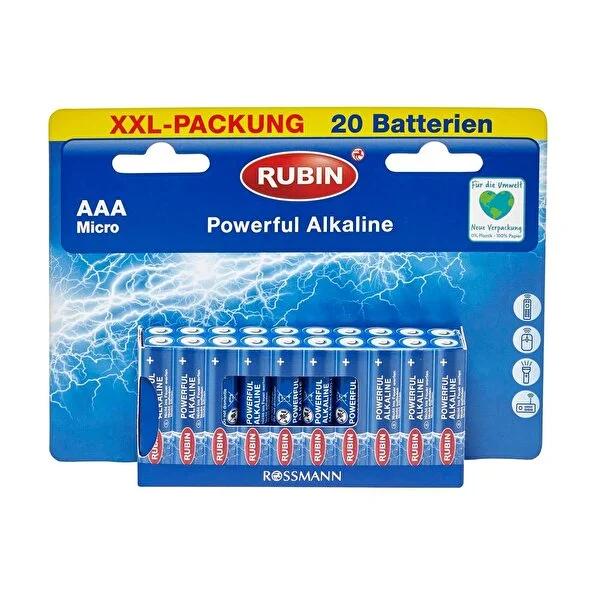 Rubin AAA Alkaline Batteries 1.5V 20-Pack - Reliable Power for Everyday Devices