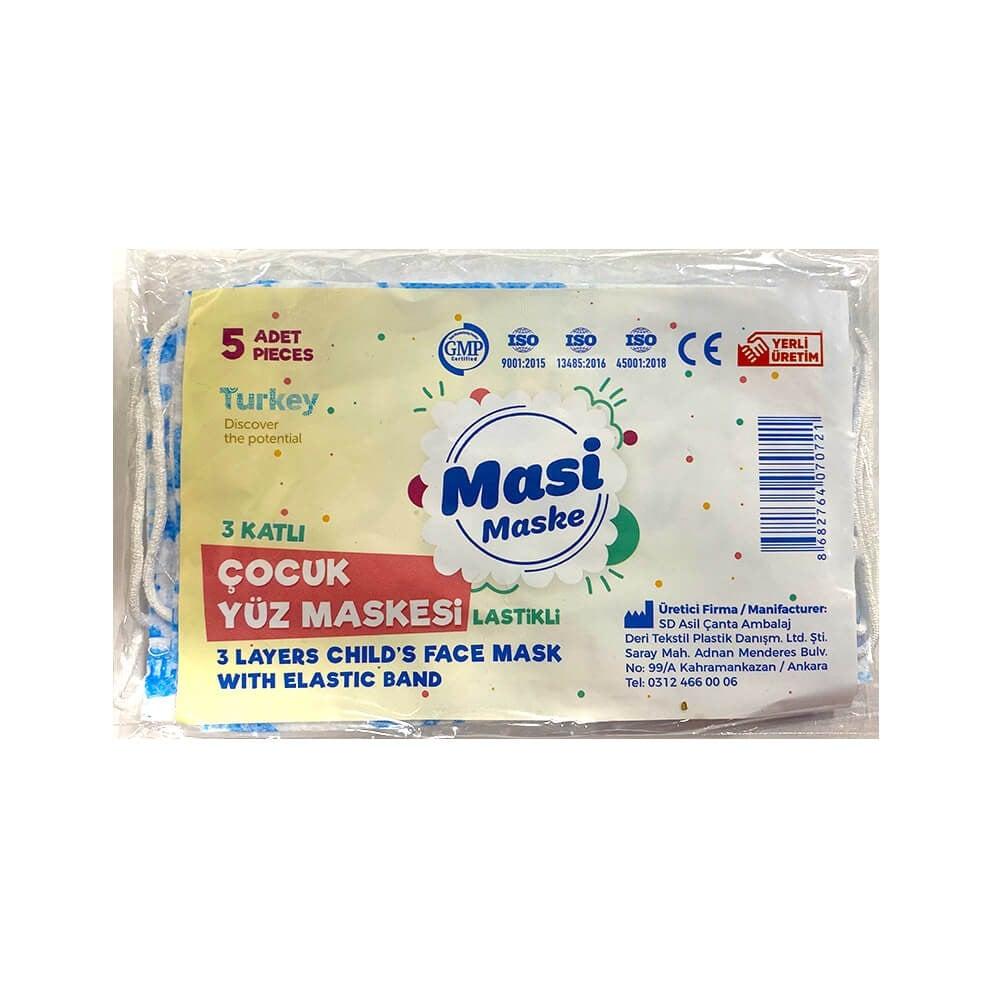 Masi Disposable Face Masks for Children - 50 Count, Three-Layer Protection, Secure Fit