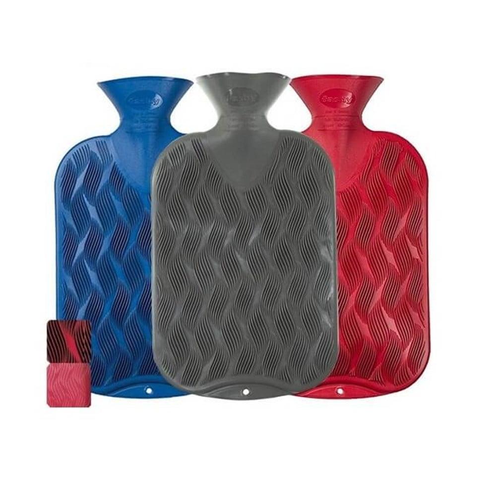 Fashy Red Wave Pattern Hot Water Bottle - 2L Capacity, TUV Certified, Odorless