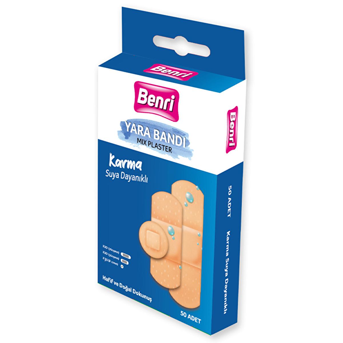 Benri Assorted Bandages 50 Count - Latex-Free, Breathable Wound Care for Minor Cuts & Scrapes