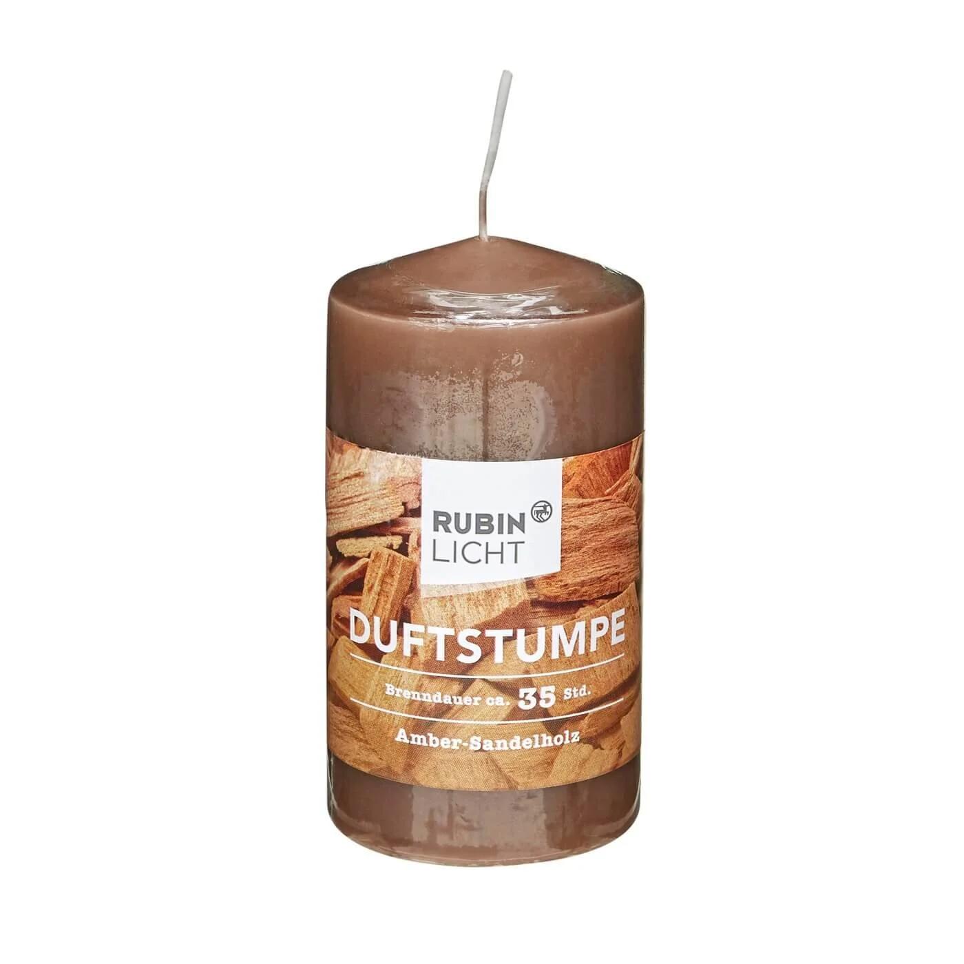 Rubin Licht Amber & Sandalwood Scented Pillar Candle 110x60mm