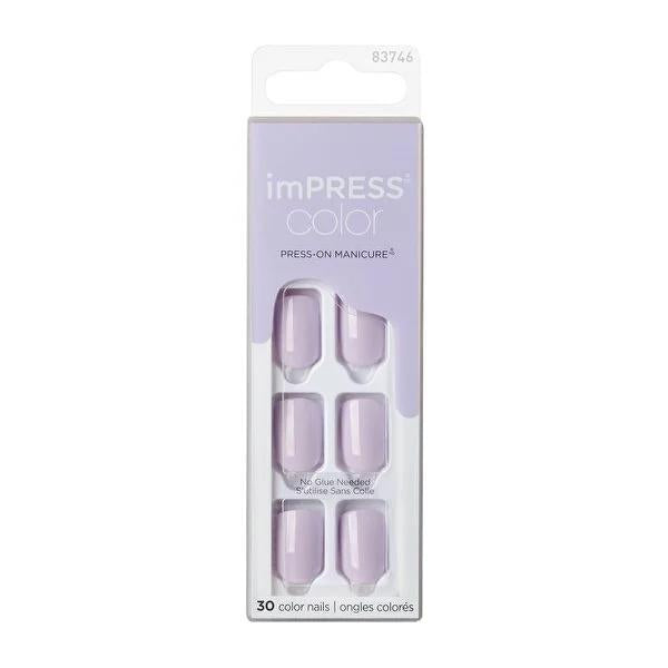 Impress Color Purple Short Press-On Nails - Self-Adhesive, Easy to Apply & Remove, DIY Nail Kit