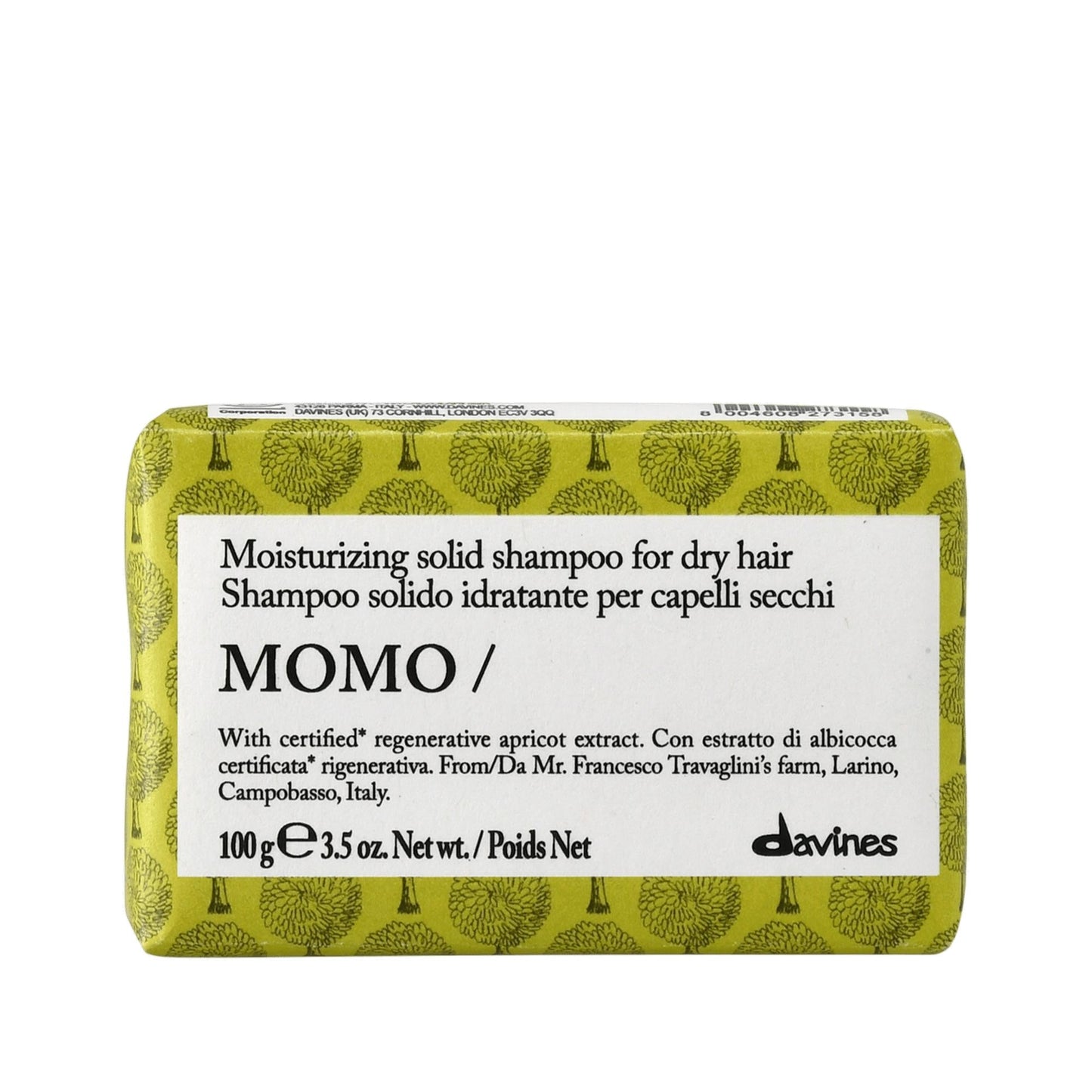 Davines Momo Moisturizing Shampoo Bar for Dry Hair 100g