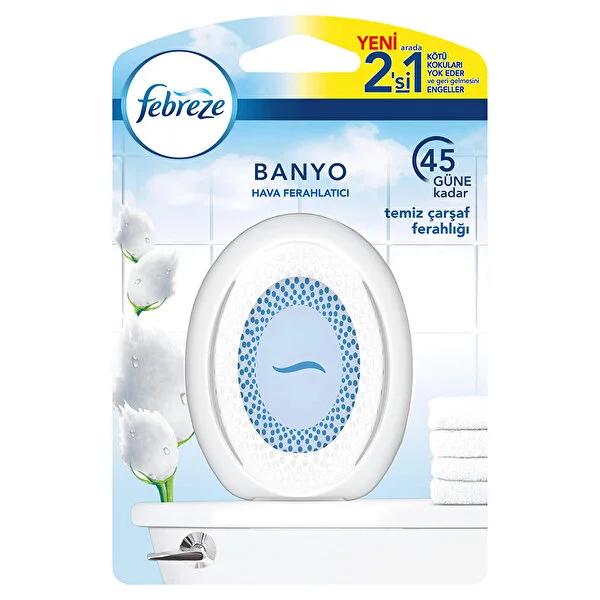 Febreze Bathroom Air Freshener - Clean Linen Scent, 45-Day Odor Eliminator, No Power Needed