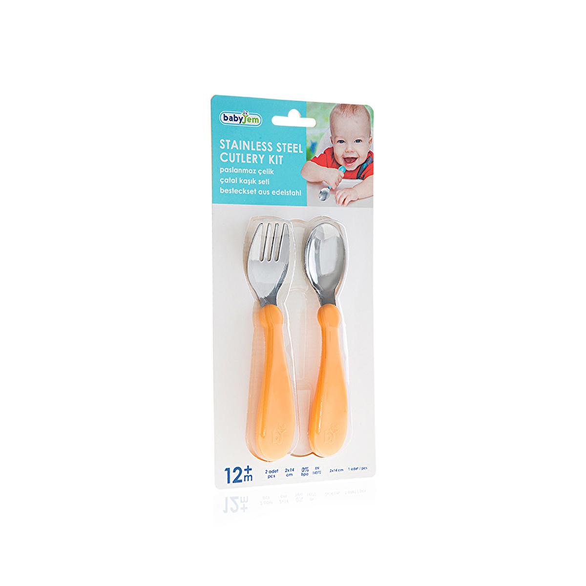 Babyjem Stainless Steel Baby Utensil Set - BPA Free, Ergonomic Design for Independent Eating