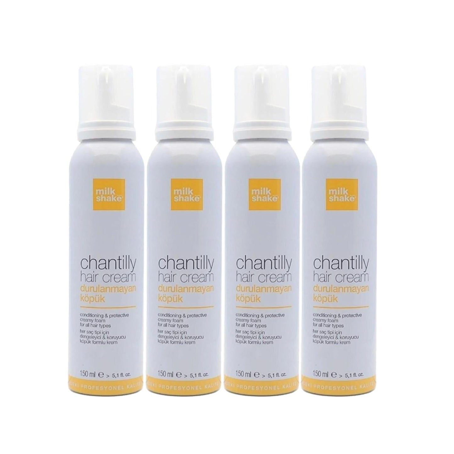 milk_shake Chantilly Hair Care Foam - Nourishing & Moisturizing for Dry/Damaged Hair, 4 x 150ml