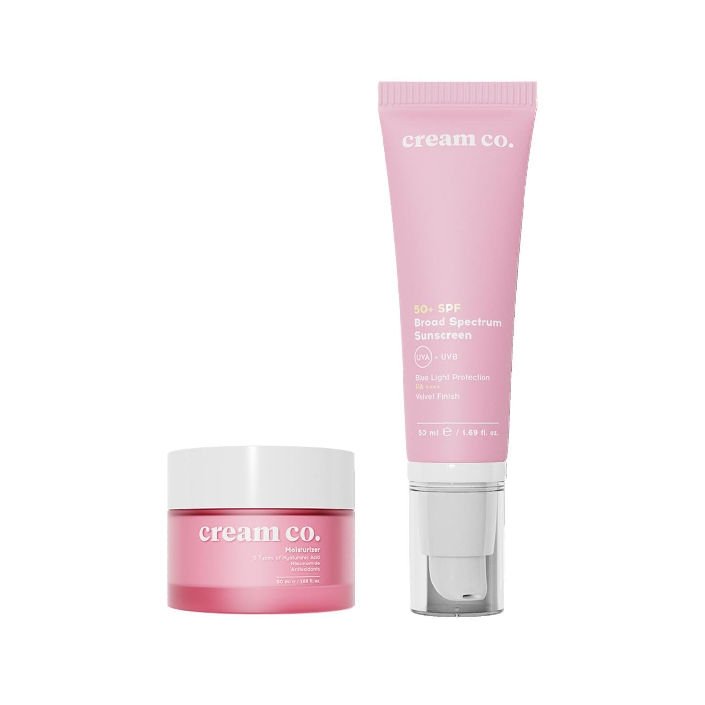 Cream Co. Moisturizing Glowing Finish 50+ SPF Protective Duo - Hydrating Skincare with Sun Protection