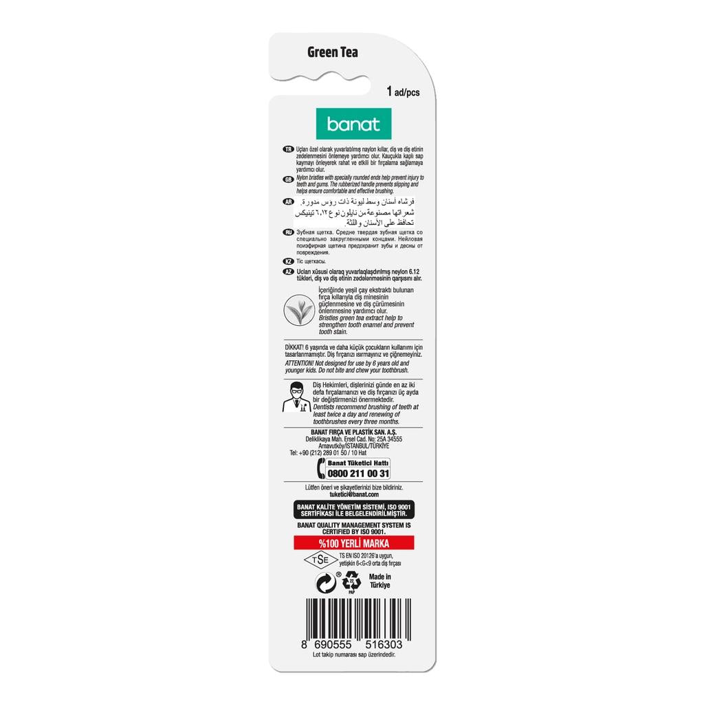 Banat Green Tea Medium Toothbrush for Fresh Breath