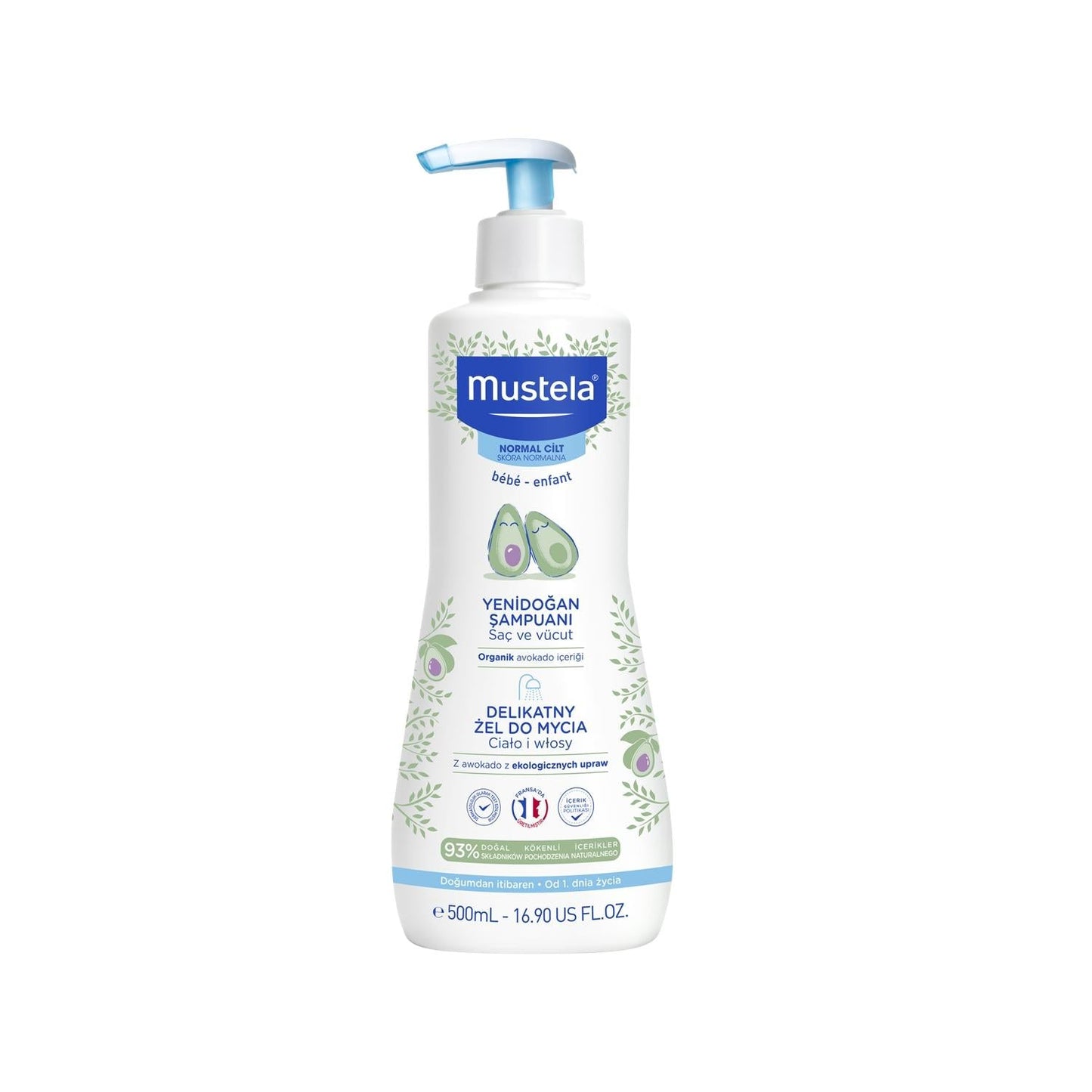 Mustela Dermo-Cleansing Hair and Body Cleansing Gel - Gentle, Dermatologically Tested, 16.91 fl oz
