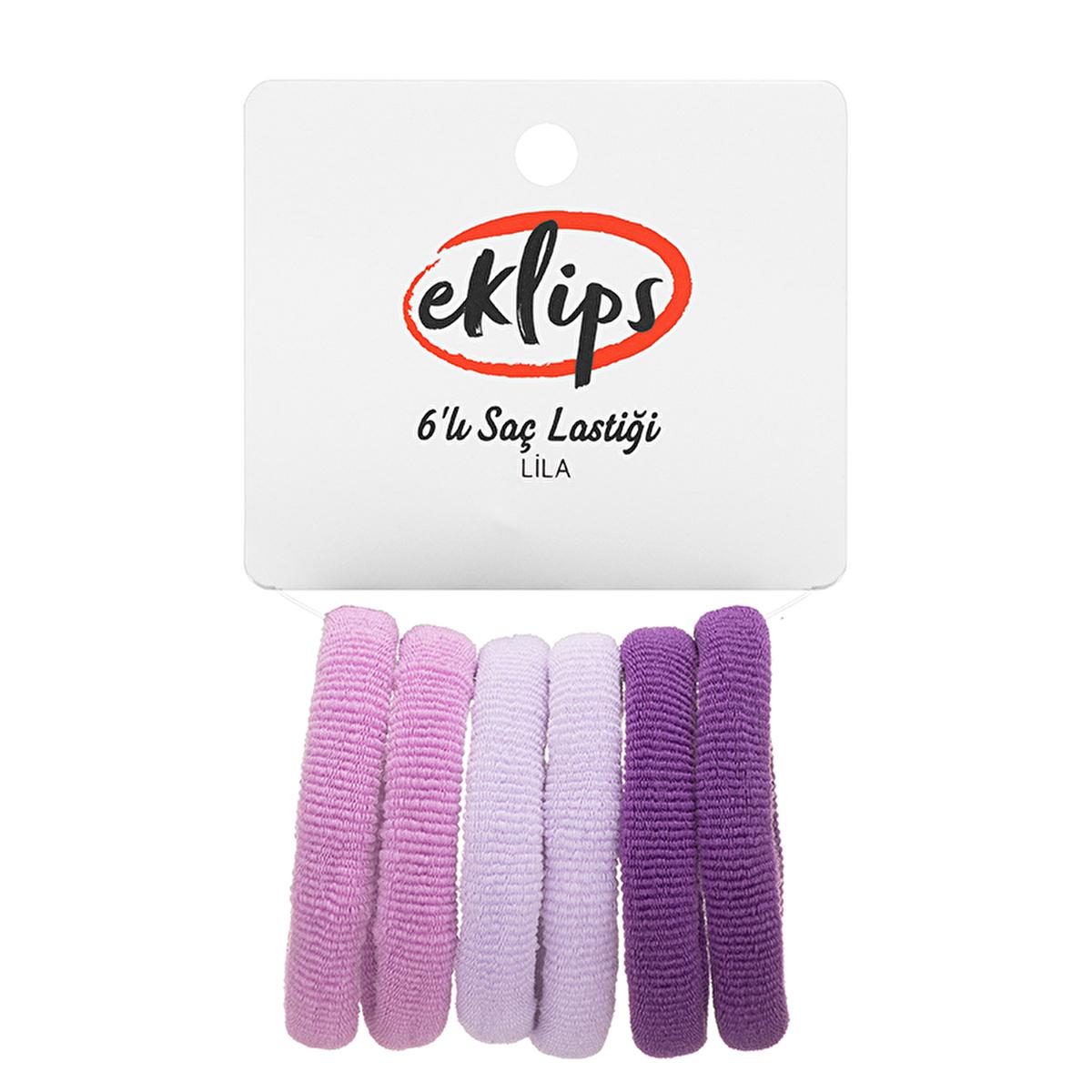 Eklips Hair Elastic - Pack of 6 Purple Hair Ties for Long Hair - Simple, Functional Hair Accessories