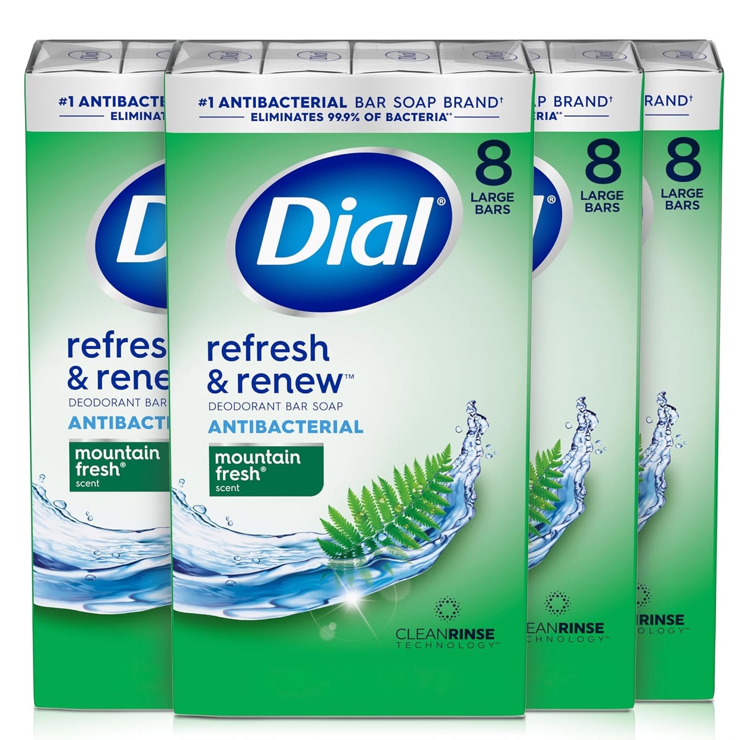 Dial Antibacterial Bar Soap, Mountain Fresh, 4 Oz, 8 Bars