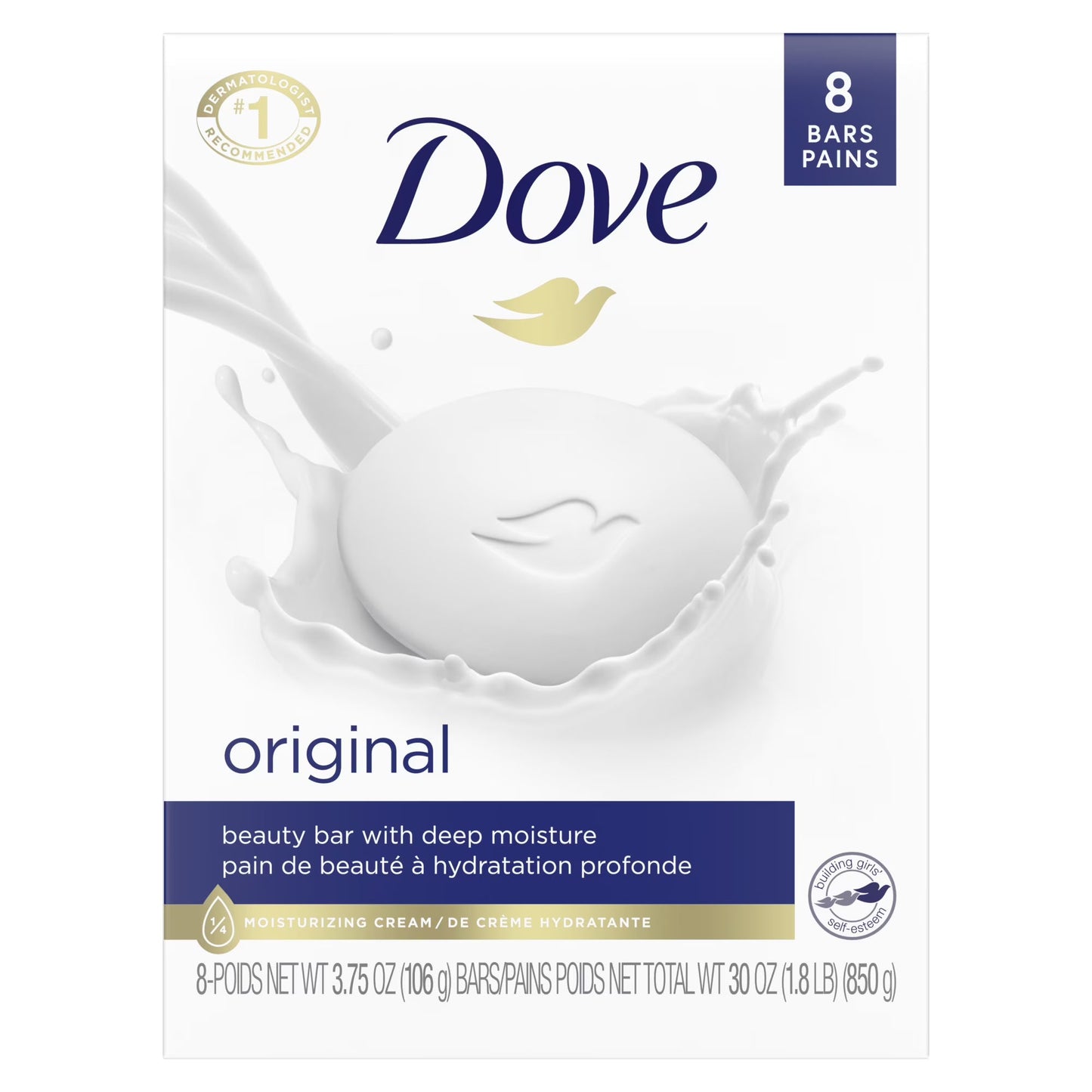 Dove Original Beauty Bar Deep Moisture White 8 Bars Soap