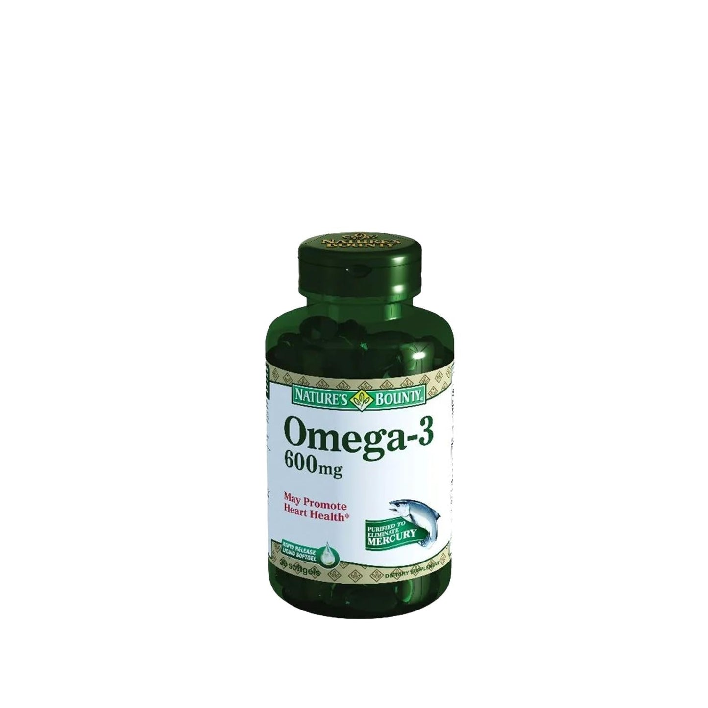 Nature's Bounty Omega-3 Supplement 60mg - 30 Softgel Capsules for Heart Health & Wellness