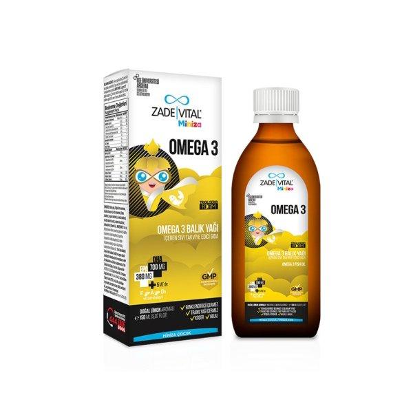 Zade Vital Miniza Omega 3 Lemon Liquid Supplement 150 ml