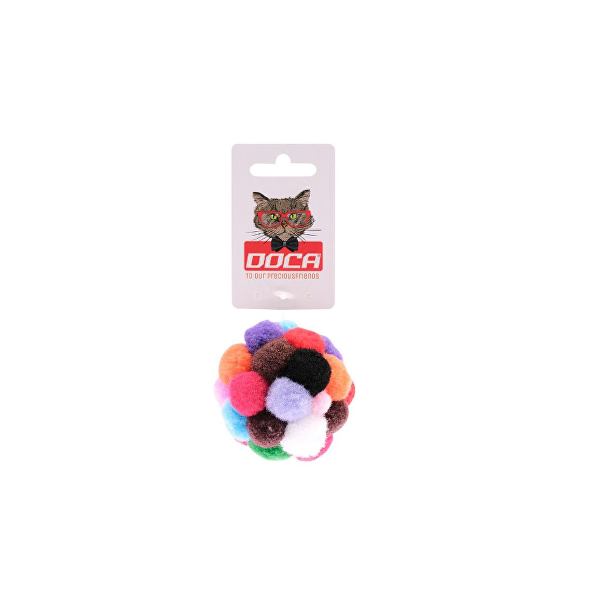 Doca Pom Pom Rattle Cat Toy - Interactive Ball for Kittens & Adult Cats, Safe & Engaging Play